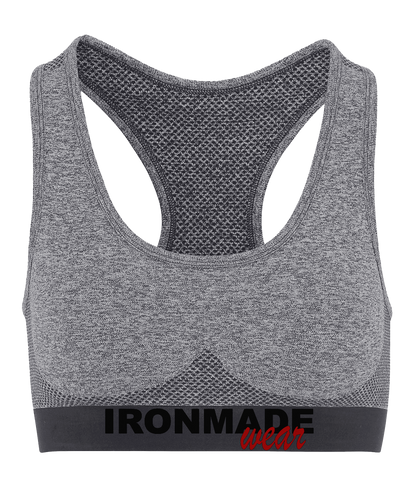 Women’s Seamless 3D Fit Sports Bra in Charcoal – supportive moisture‑wicking gym bra
