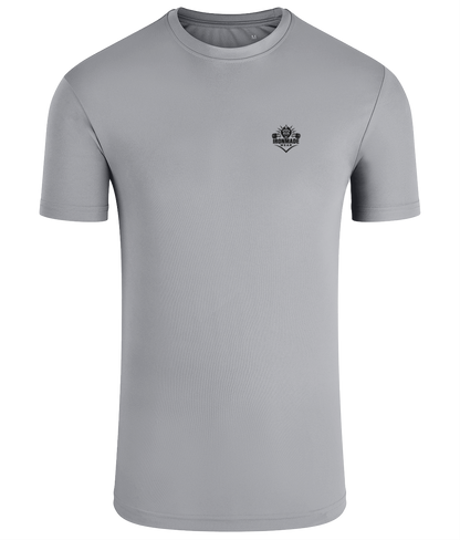 Men’s Performance T‑Shirt in Silver Melange – fitted breathable polyester athletic top