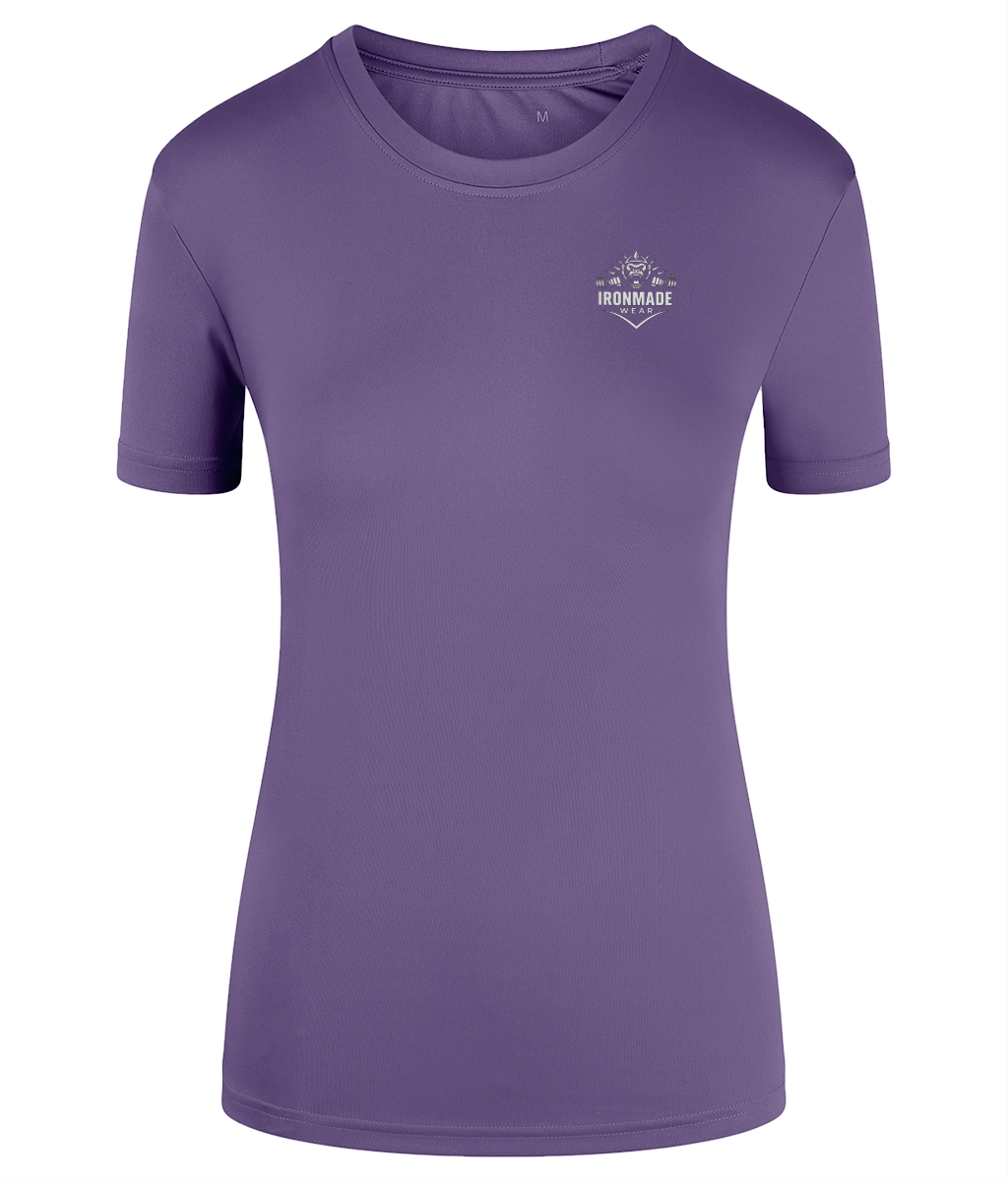 Women’s Performance T‑Shirt in Purple Melange – quick‑dry fitted polyester tee