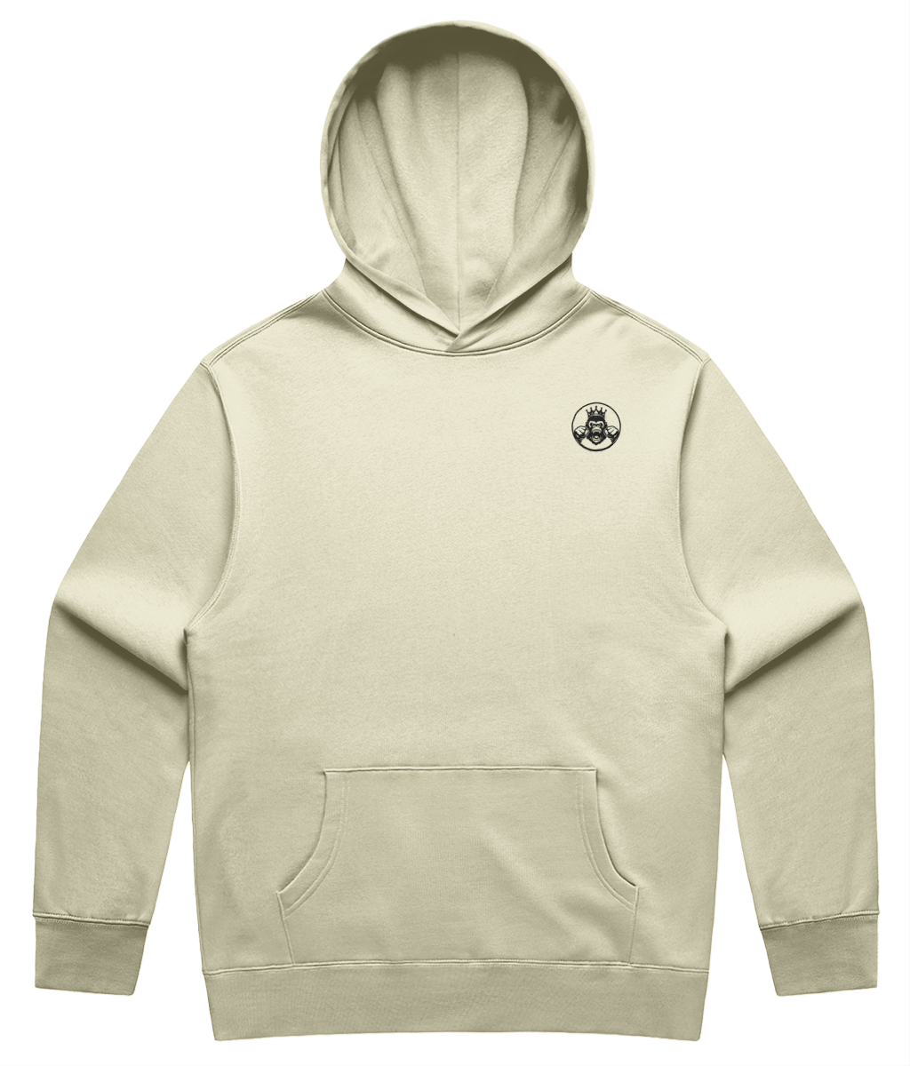 Front-Men’s Relaxed Hoodie in Butter – relaxed fit double‑logo gym hoodie