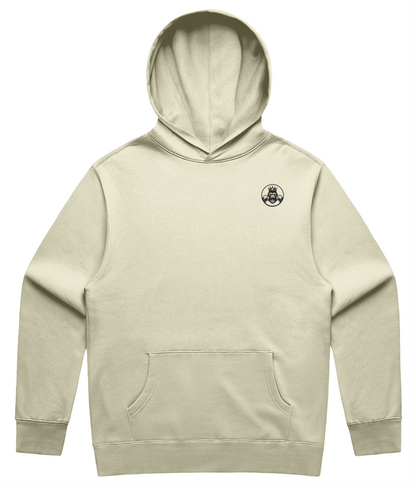 Front-Men’s Relaxed Hoodie in Butter – relaxed fit double‑logo gym hoodie