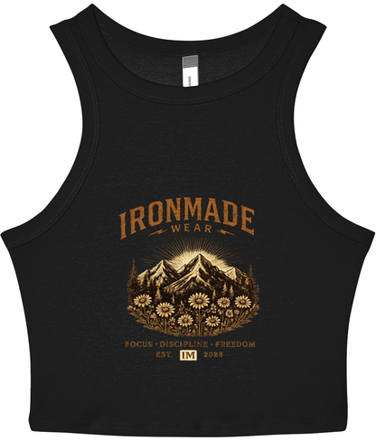 Black: Women’s black micro rib racer tank fitted everyday basic