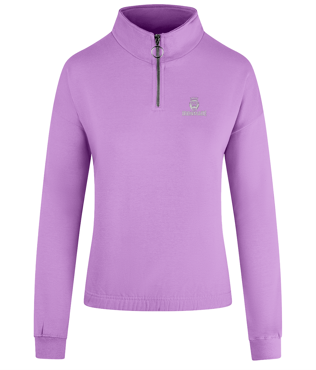 Women’s cropped ¼ zip fleece top in Lavender