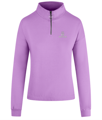 Women’s cropped ¼ zip fleece top in Lavender
