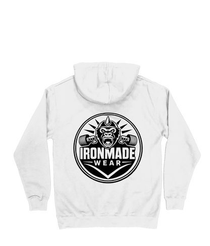 Back Side- Womens double logo hoodie in Artic White
