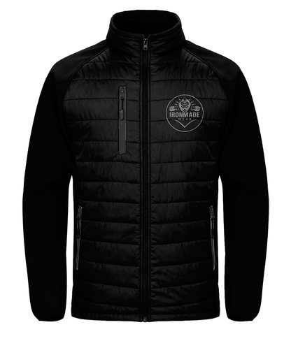 Men’s padded softshell jacket in Black/Black – hybrid insulated outdoor training jacket