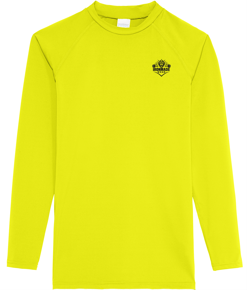 Men’s Baselayer in Electric Yellow, breathable athletic baselayer with inherent moisture management