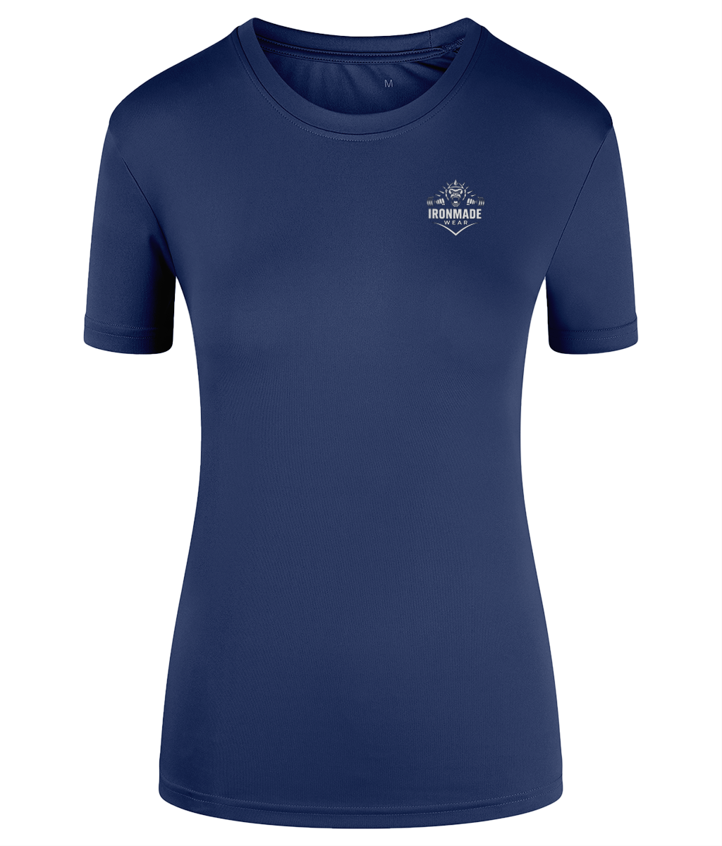 Women’s Performance T‑Shirt in Navy – moisture‑wicking fitted women’s gym shirt