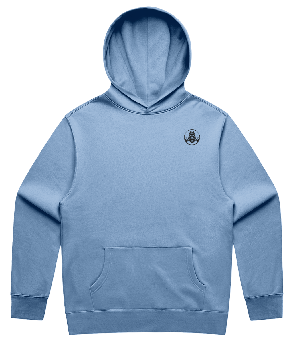 Front- Men’s Relaxed Hoodie in Carolina Blue – relaxed anti‑pill fleece athletic hoodie