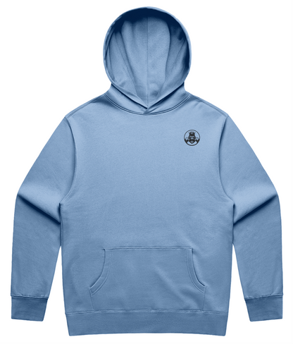 Front- Men’s Relaxed Hoodie in Carolina Blue – relaxed anti‑pill fleece athletic hoodie