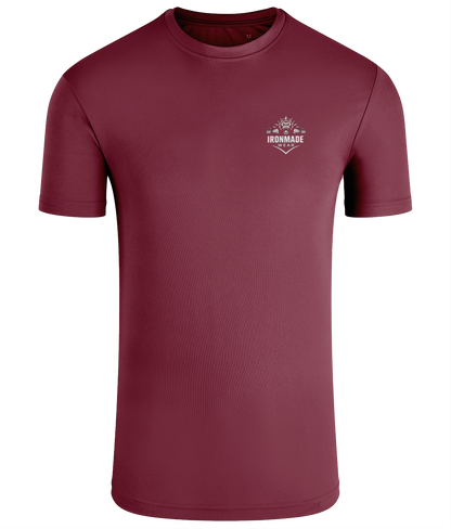 Men’s Performance T‑Shirt in Burgundy – lightweight self‑wicking polyester training shirt