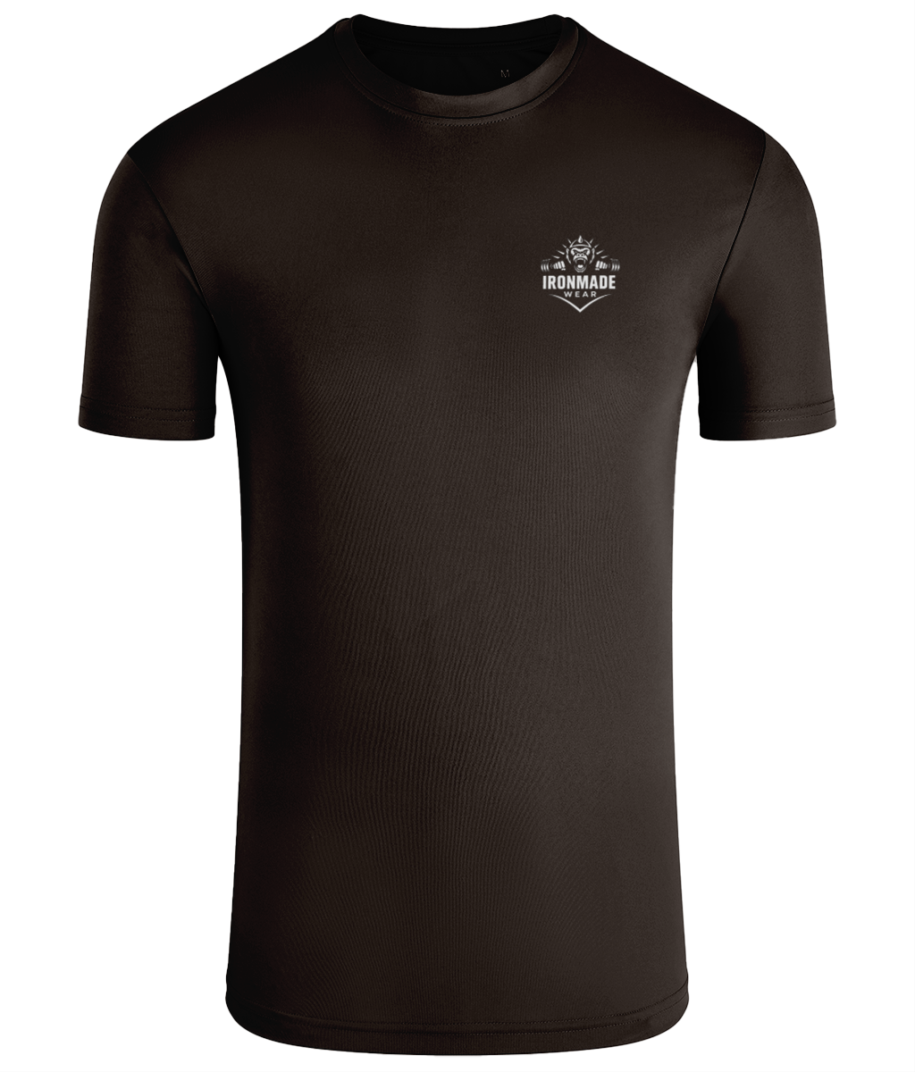 Men’s Performance T‑Shirt in Chocolate – lightweight self‑wicking polyester training shirt