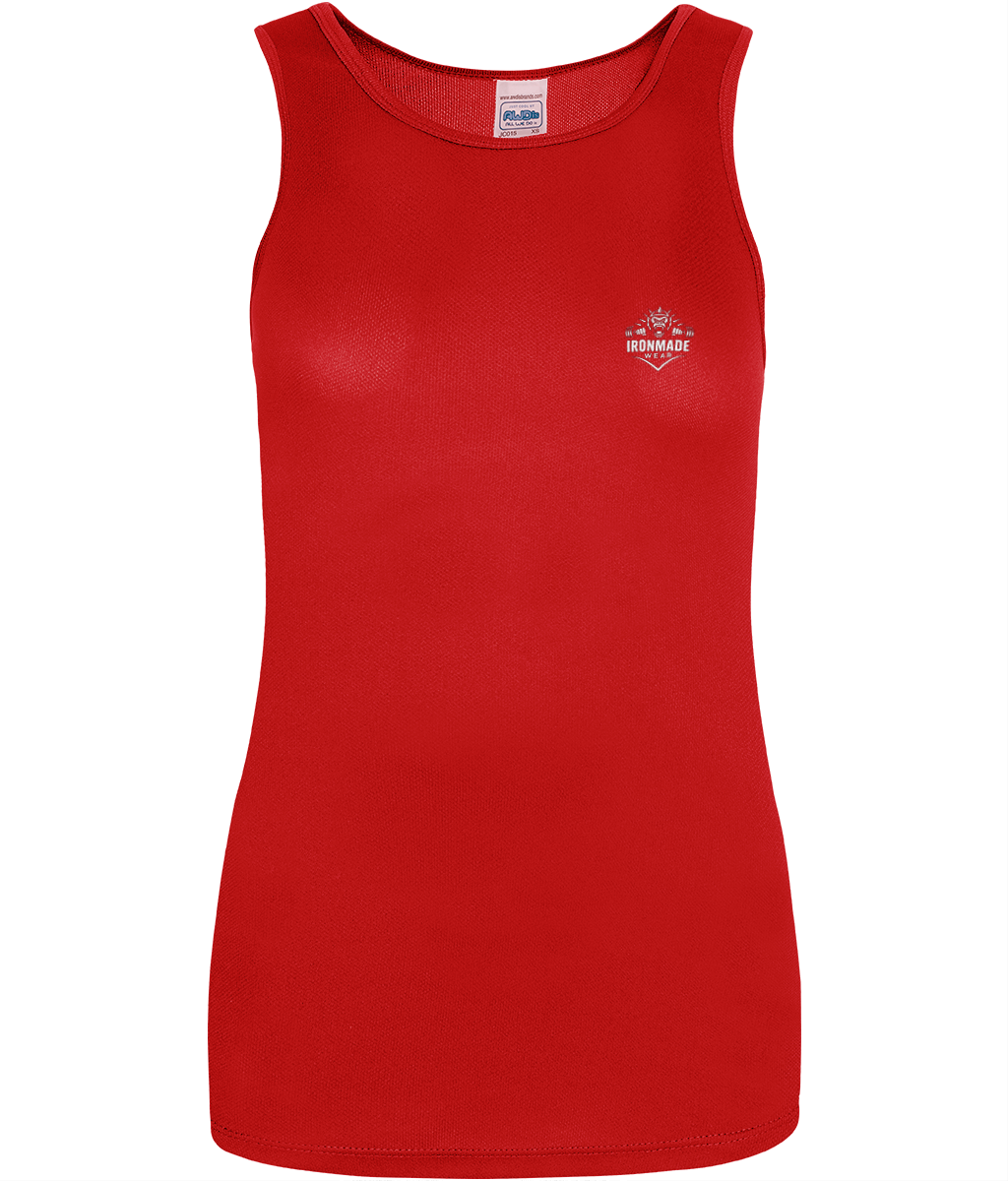 Women’s Performance Vest in Fire Red – lightweight anti‑chafe quick‑dry gym vest