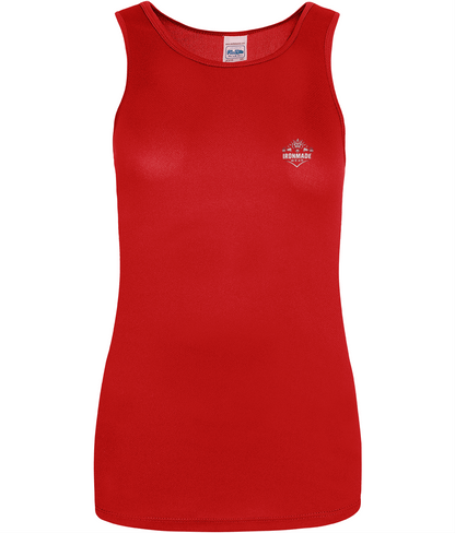 Women’s Performance Vest in Fire Red – lightweight anti‑chafe quick‑dry gym vest