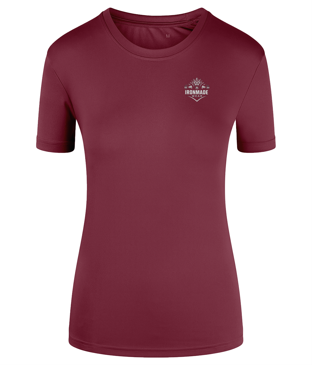 Women’s Performance T‑Shirt in Burgundy – lightweight fitted activewear top