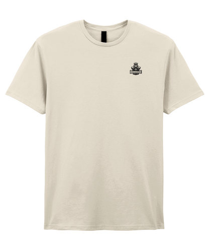 Front- Natural: Men’s double logo ringspun T‑shirt in Natural