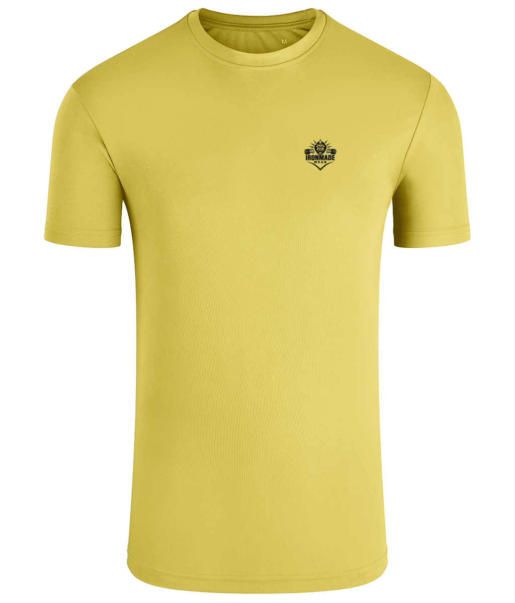 Men’s Performance T‑Shirt in Bright Yellow – fitted breathable polyester athletic top