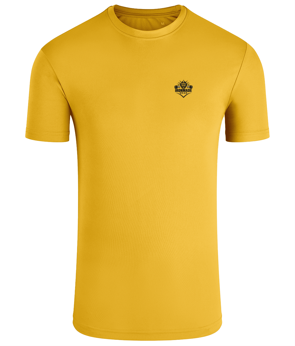 Men’s Performance T‑Shirt in Sun Yellow – fitted breathable polyester athletic top