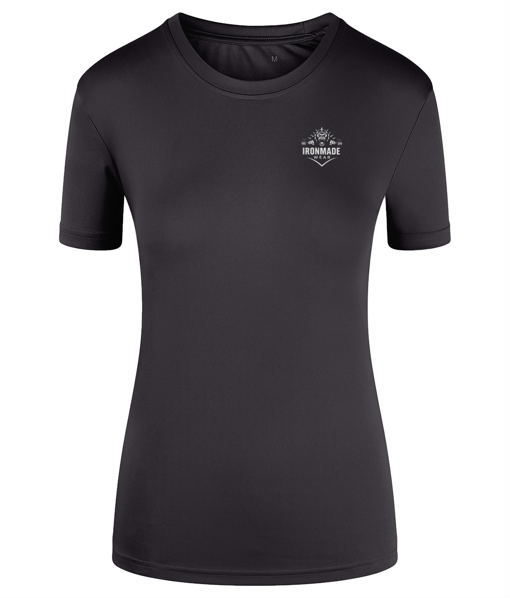 Women’s Performance T‑Shirt in Charcoal – sweat‑wicking fitted women’s gym tee