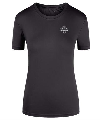 Women’s Performance T‑Shirt in Charcoal – sweat‑wicking fitted women’s gym tee
