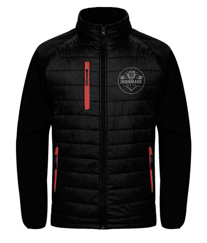 Men’s padded softshell jacket in Black/Red – performance hybrid softshell jacket