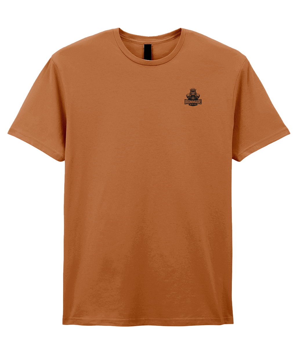 Front- Fan Texas Orange: Men’s double logo ringspun T‑shirt in Texas Orange