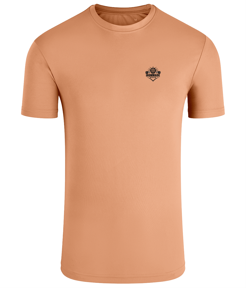 Men’s Performance T‑Shirt in Melon – fitted breathable polyester athletic top