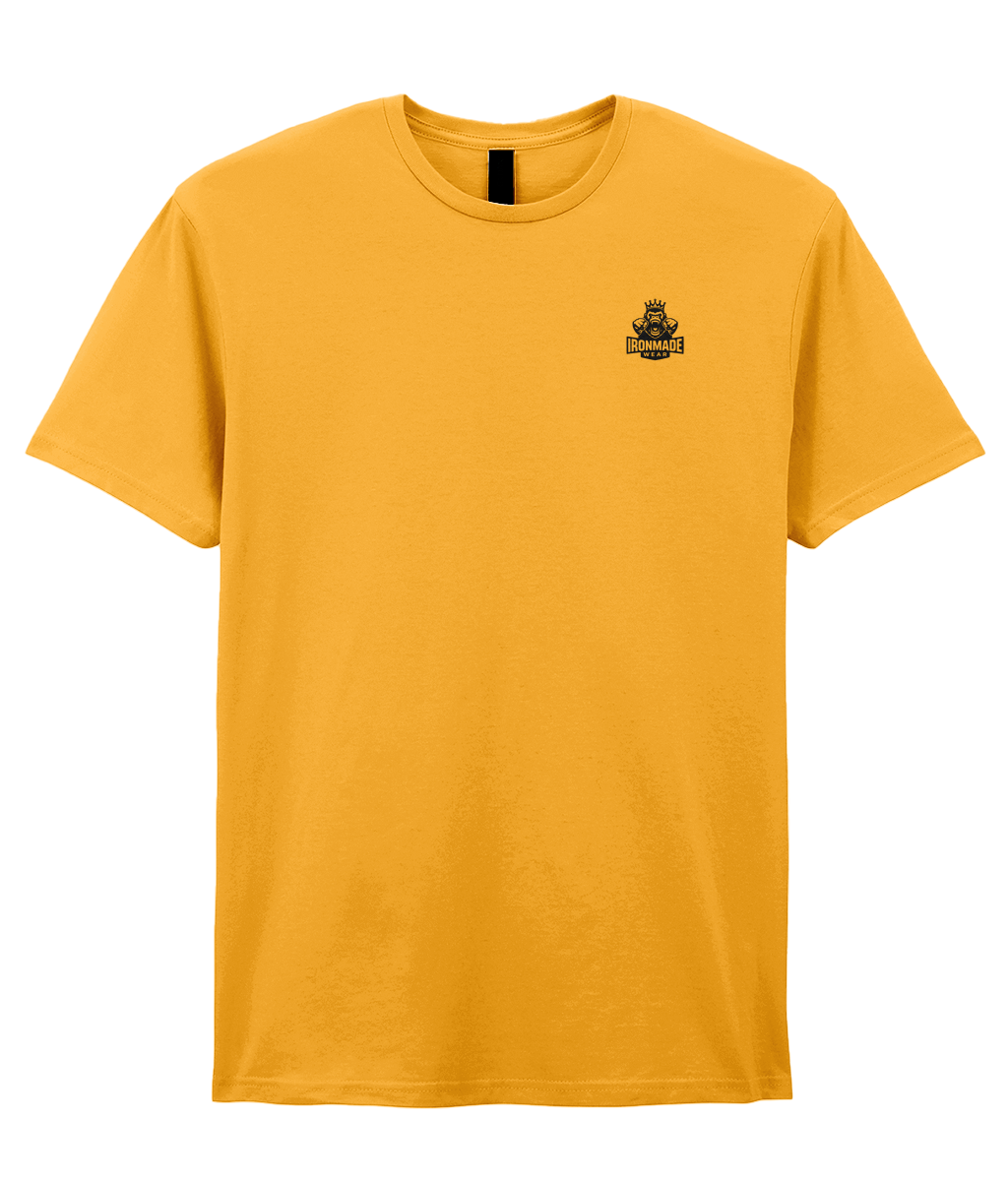 Front- Gold: Men’s double logo ringspun T‑shirt in Gold