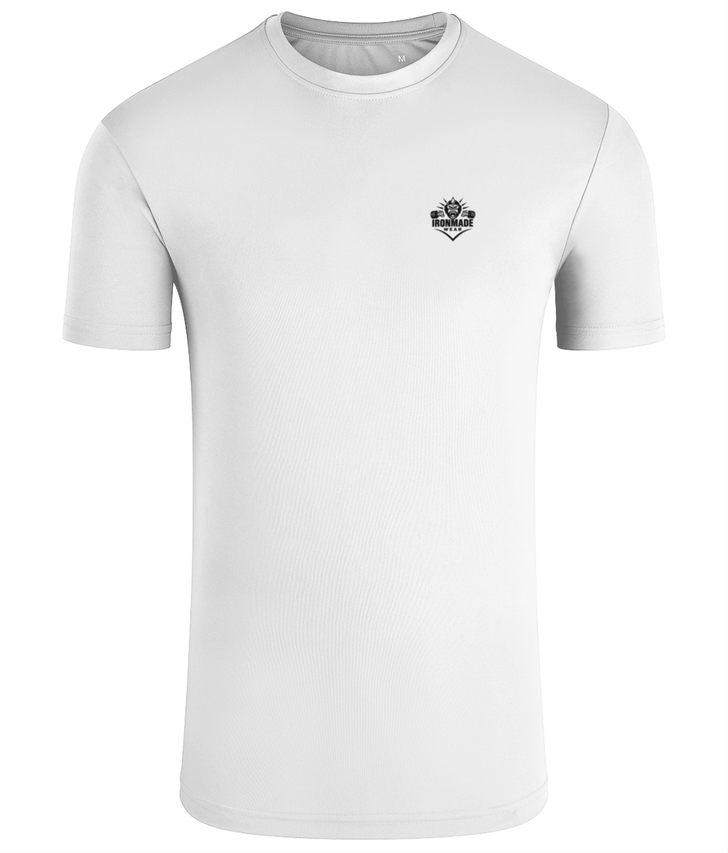 Men’s Performance T‑Shirt in White– fitted breathable polyester athletic top