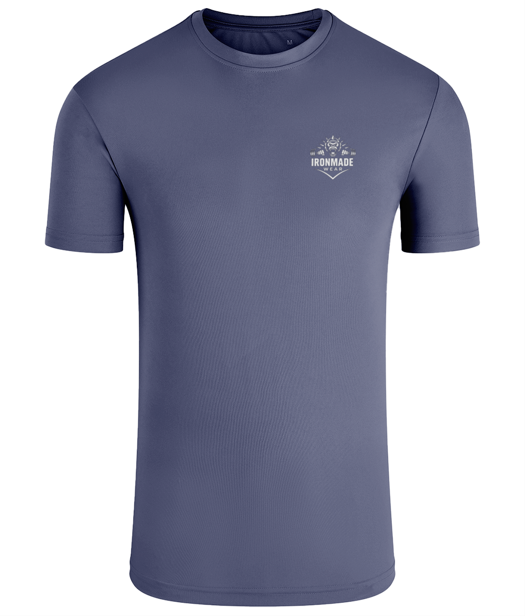 Men’s Performance T‑Shirt in Blue Melange – lightweight self‑wicking polyester training shirt