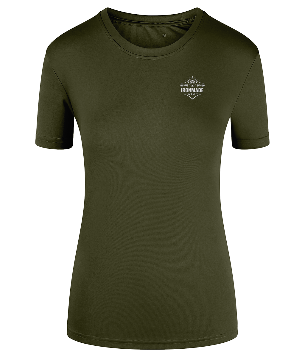 Women’s Performance T‑Shirt in Olive – breathable fitted activewear top