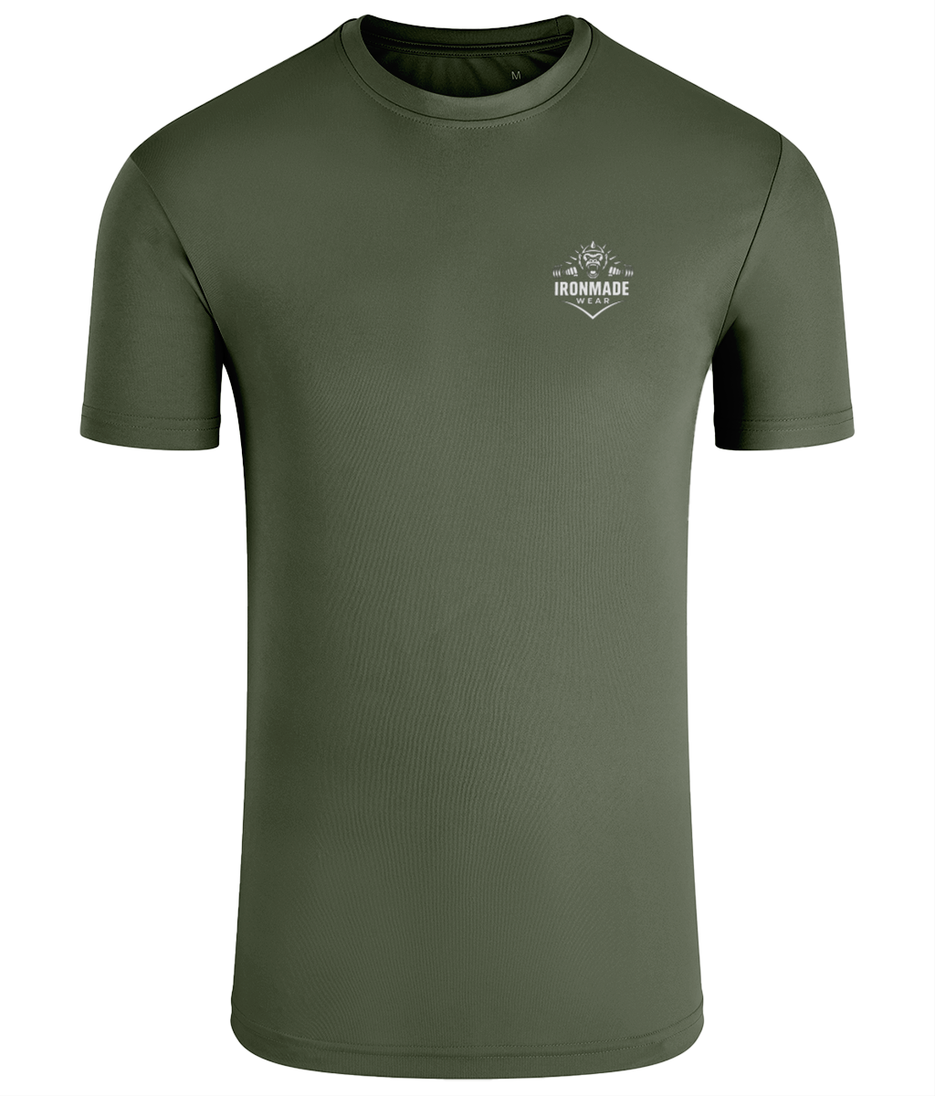 Men’s Performance T‑Shirt in Moss Green – lightweight self‑wicking polyester training shirt