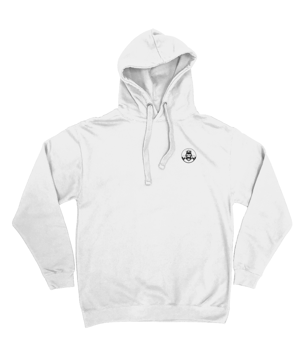 Front Side-Womens double logo hoodie in Artic White