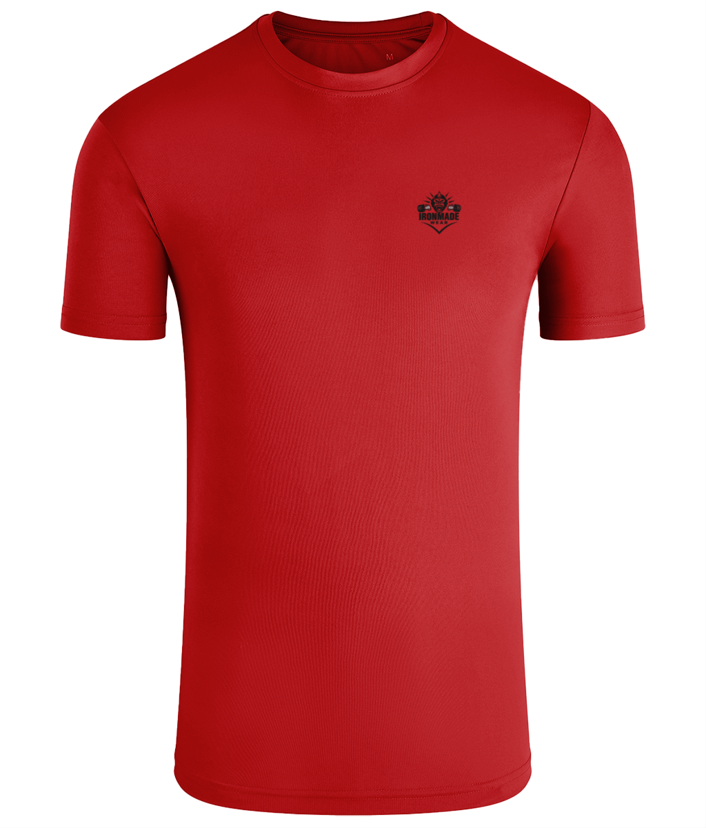 Men’s Performance T‑Shirt in Fire Red – fitted breathable polyester athletic top