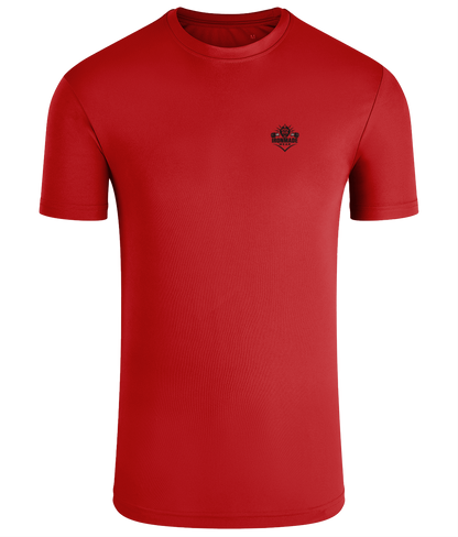 Men’s Performance T‑Shirt in Fire Red – fitted breathable polyester athletic top