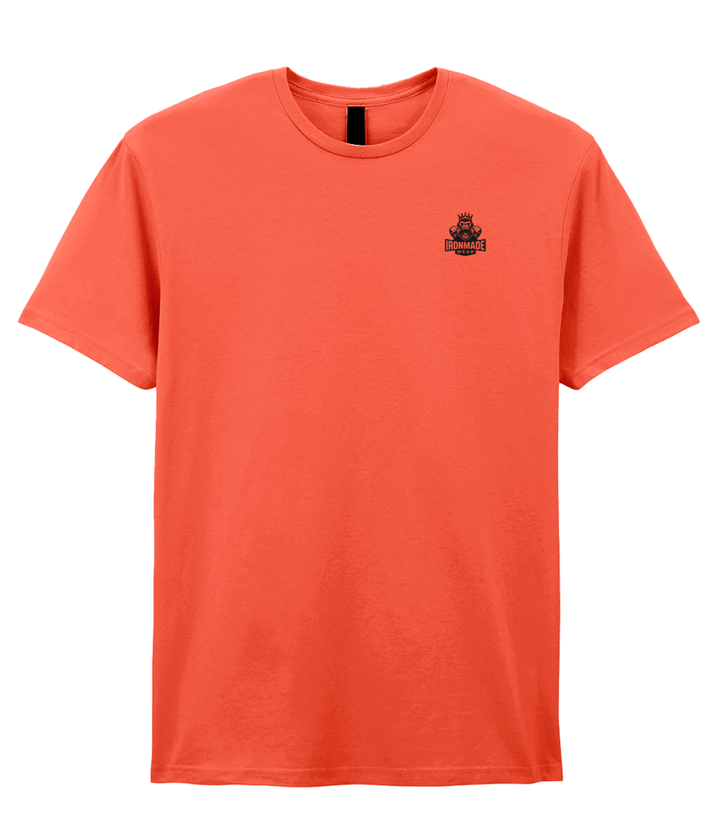Front- Orange: Men’s double logo ringspun T‑shirt in Orange
