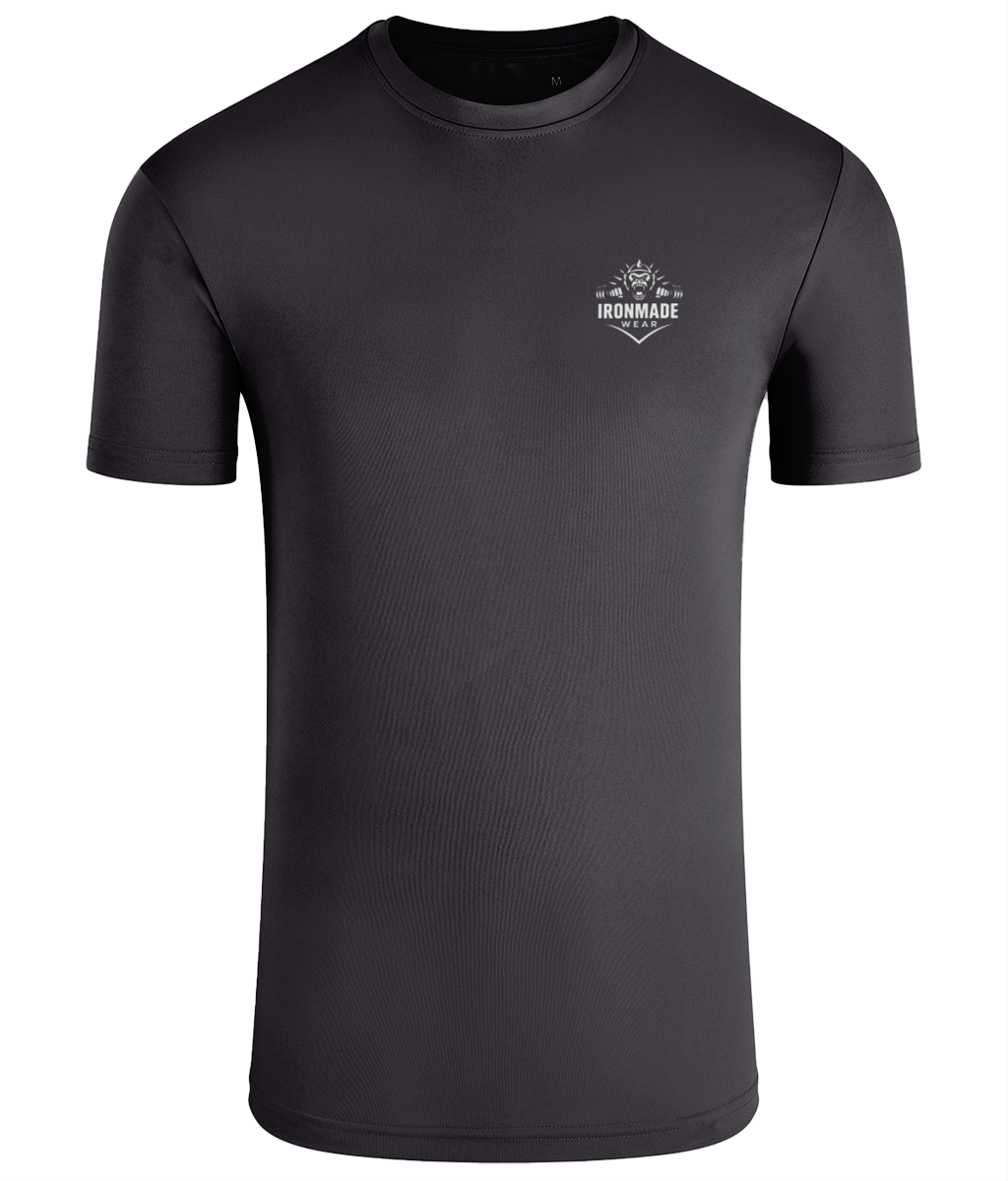 Men’s Performance T‑Shirt in Charcoal – lightweight self‑wicking polyester training shirt
