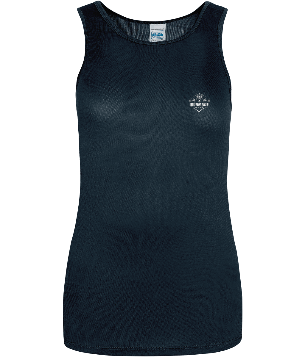 Women’s Performance Vest in French Navy – fitted moisture‑wicking training top