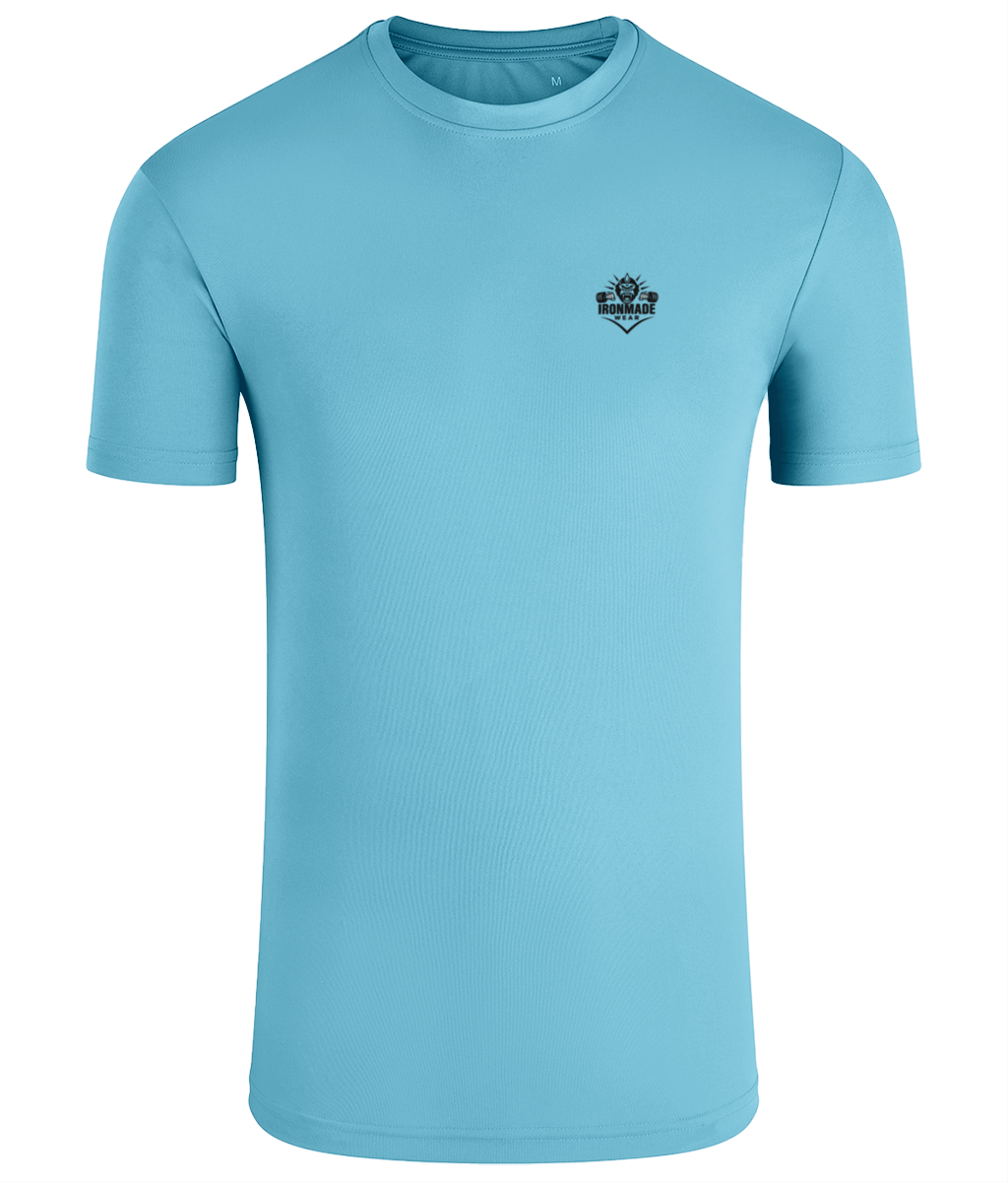 Men’s Performance T‑Shirt in Turquoise– fitted breathable polyester athletic top